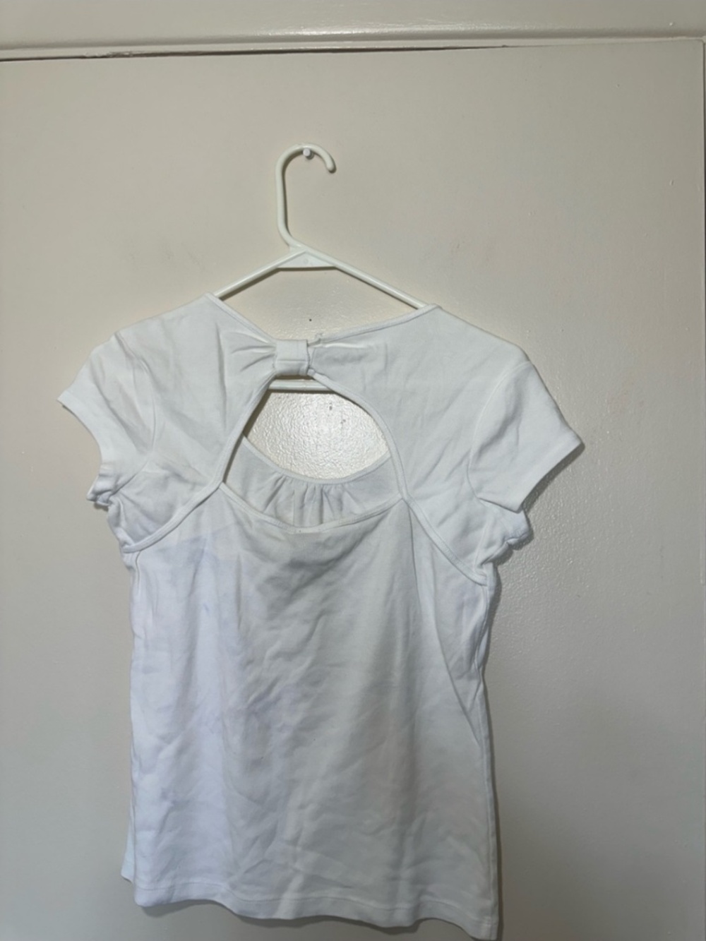 White Short-Sleeve Scoop Neck Women's Top